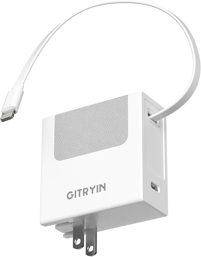 Portable USB Phone Charger Block, Retractable Wall Charger by GITRYIN