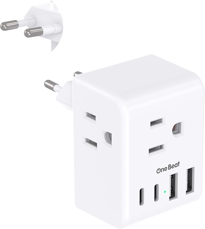 European Travel Plug Adapter, International Power Adapter by OneBeat