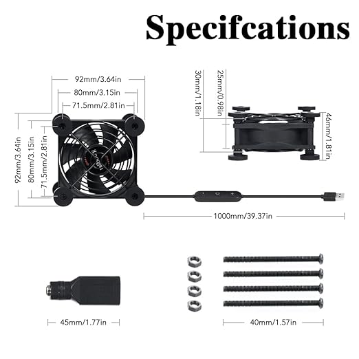 Quiet 80mm Fan with 10 Speed USB 5V DC 12V IPX5 Waterproof Cooling Fan - Image 4