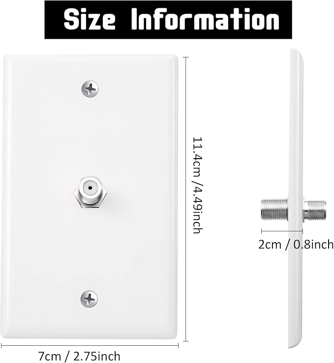1-Port TV Cable Wall Jack F Connector Coax Video Jack Single Gang Wall Plates - Image 4