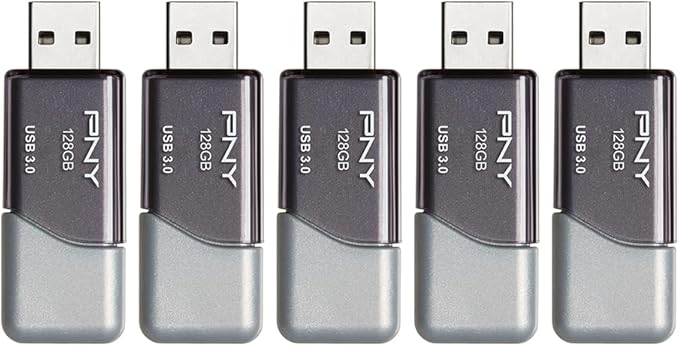 PNY 128GB Turbo Attaché 3 USB 3.0 Flash Drive 5-Pack – Grey, P-FD128X5TBOP-MP - Image 3
