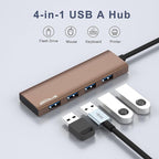 USB Hub, USB 3.0 Hub Aluminum Alloy Ultra Slim USB Splitter, Portable 4 Port - Image 3