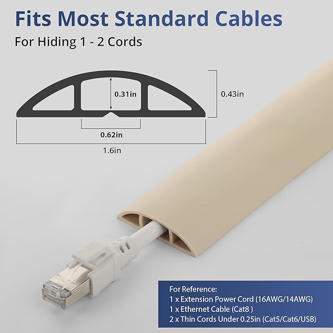 ZhiYo 3.6ft Cord Covers for Wires on Floor, Cord Hider Floor Hide Extension - Image 2