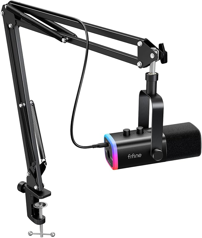 FIFINE XLR/USB Gaming Microphone Set, Dynamic PC Mic by FIFINE