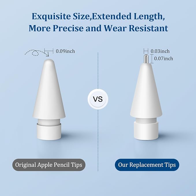 Replacement Tips for Apple Pencil 1st/2nd Gen, No Wear Out Upgraded Apple - Image 7