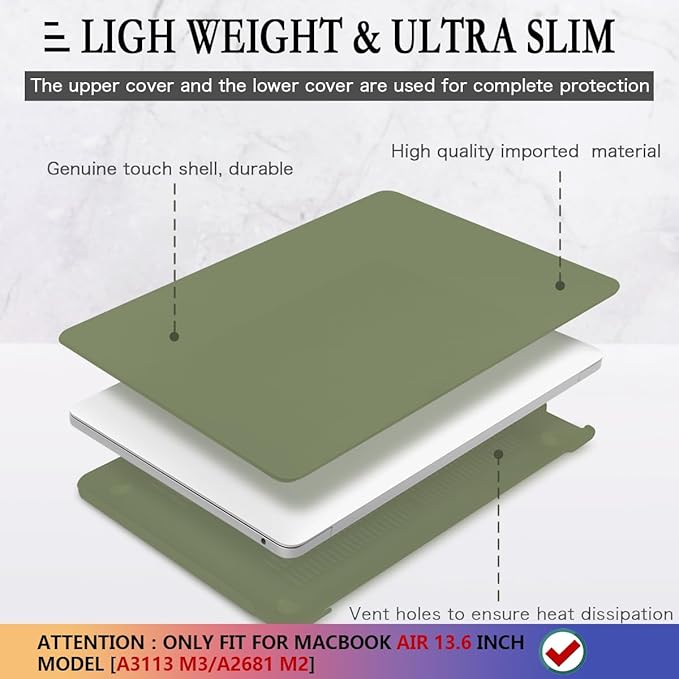 CISSOOK Compatible with MacBook Air 13.6 inch Case M4 A3240 M3 A3113 M2 A2681 - Image 4