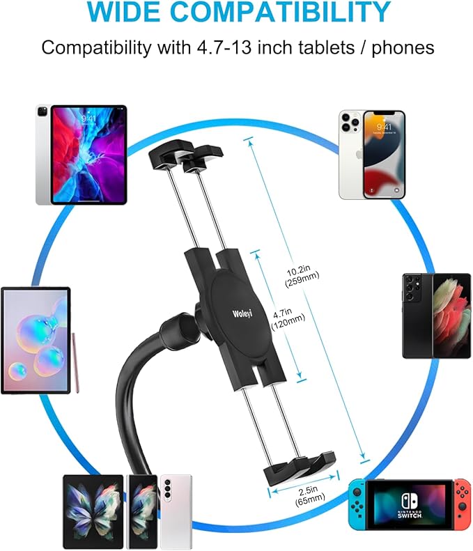 woleyi Gooseneck Tablet Holder for Spin Bike, Peloton Tablet Mount Exercise - Image 6