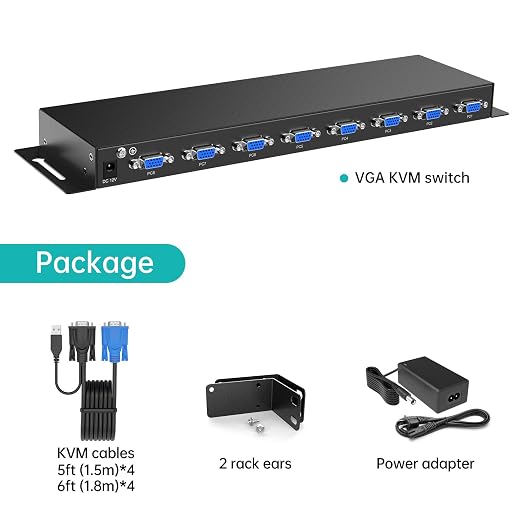 MT-VIKI 8 Port KVM Switch VGA +8 KVM Cables, Daisy Chain Component - Image 5
