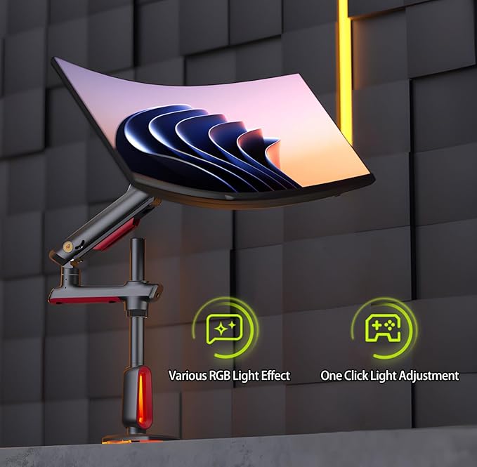 RGB Gaming Monitor-Arm for Flat/Ultrawide/Curved Monitors 32 to 60 inch - Image 2
