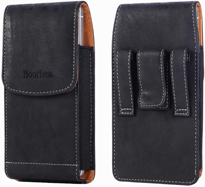 Universal Phone Holster Phone Pouch Case Belt Clip Belt Loops Card Slot Faux by Bourisen