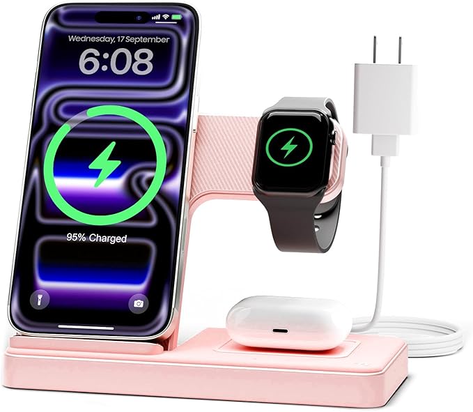 Wireless Charger Stand Charging Station: 3 in 1 Charger Stand Multiple Devices by GETPALS