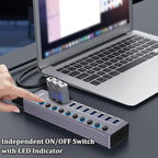 Powered 10-Port USB 3.0 Hub, USB C to 10 Ports USB Data Hub Splitter - Image 2