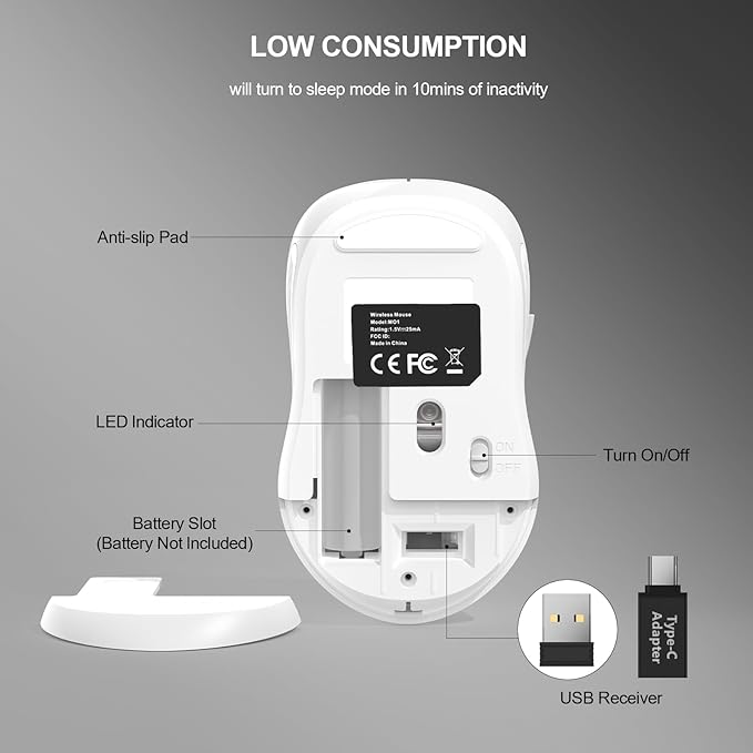 WisFox 2.4G Wireless Mouse for Laptop, Ergonomic Computer Mouse - Image 5