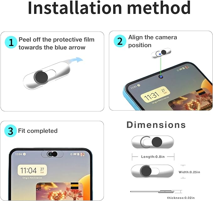 Front Camera Cover -Smartphones Webcam Cover Protect Privacy, Camera Privacy - Image 7