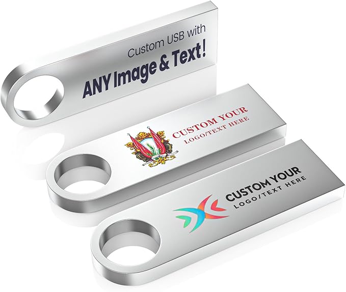 Customizable Flash Drives 64GB, Wooolken Personalized USB 2.0 Thumb Drives by WOOOLKEN