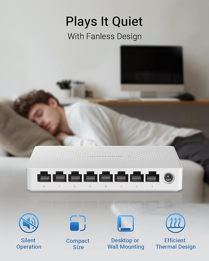 BrosTrend 2.5Gb Switch, 8 Port Network Switch 2.5 Gigabit, Unmanaged Ethernet - Image 6