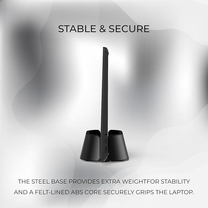 HumanCentric Vertical Laptop Stand in Black Aluminum, Upright Adjustable Holder - Image 6