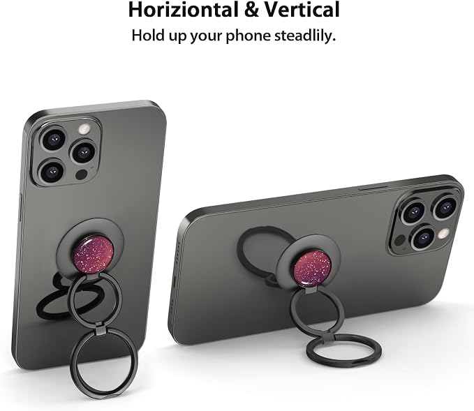 Phone Grip, Phone Ring Holder Finger Kickstand, Foldable & Adjustable Double - Image 3