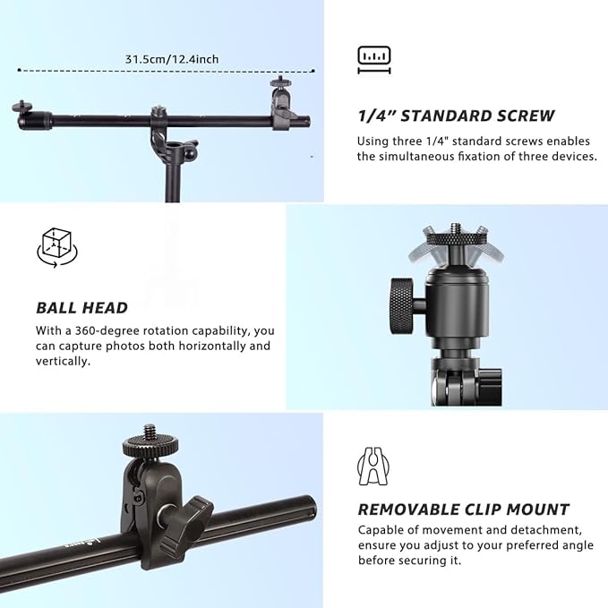 Phone Tripod, Arsoer 67" Adjustable Height Tripod - Image 5