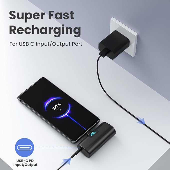 Portable Charger for iPhone 16/15 Series, 5200mAh PD USB C Power Bank Built-in - Image 3
