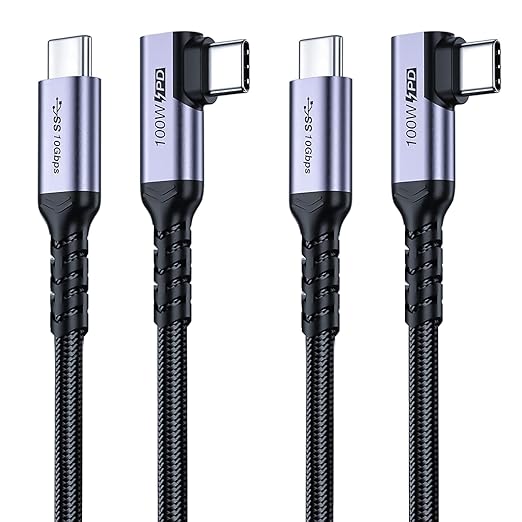 USB C 3.1 Data Cable 10FT 2 Packs, Right Angle 100W Gen 2 Fast Charging 10Gbps by SUMPK