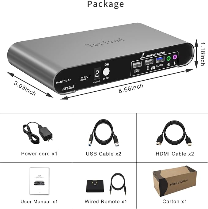 2 Computers 1 HDMI Monitor Automatic KVM Switch 8K@60Hz, Hotkey Switching - Image 7