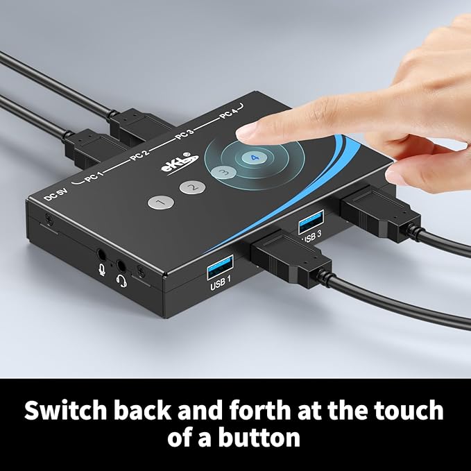 eKL USB 3.0 Switch 4 Computers Share 4 USB 3.0 Ports USB Switcher - Image 3