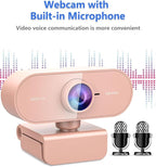 Webcam for pc with Microphone, Full Hd 1080P Pink Streaming Web Cam with Mic - Image 3