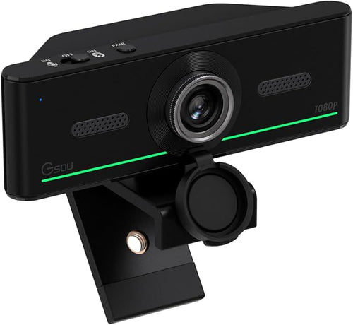 1080P Webcam with Mics, Auto Light Correction, USB Plug&Play, Privacy Cover by Gsou