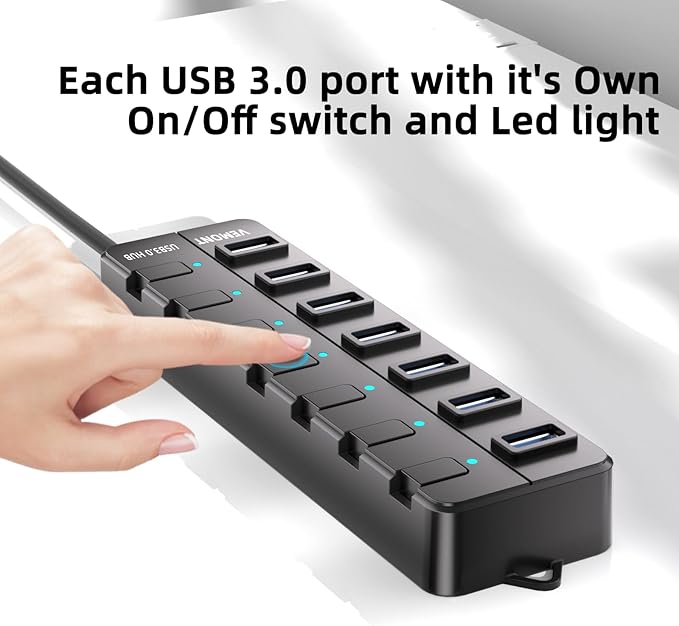 VEMONT 7-Port USB 3.0 Hub Suitable - Image 3