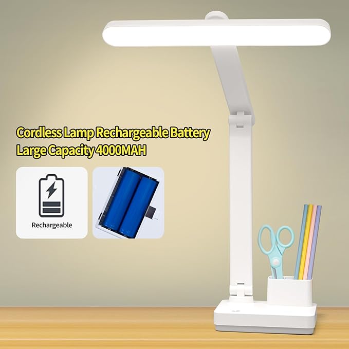 Cordless Desk Table Lamp Reading Light Rechargeable Battery 4000mah, Tall & - Image 3