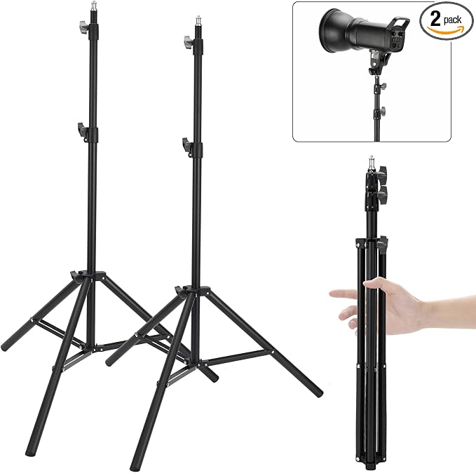 2 Pack adjustable 7ft Aluminum Photography Light Stand, Portable Light Tripod by Anautin
