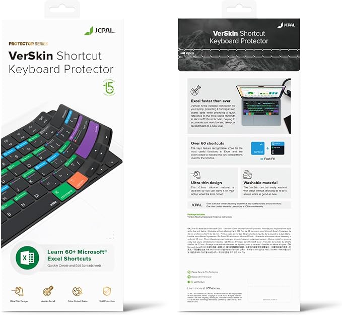 JCPal Microsoft Excel Shortcut Guide Keyboard Cover - Image 7