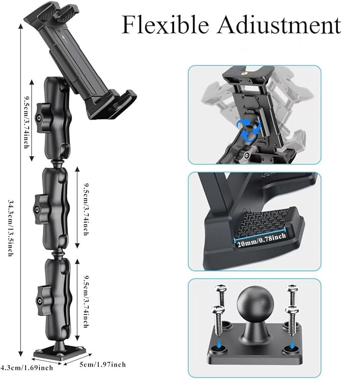 OHLPRO Heavy Duty Drill Base Tablet Mount Holder, 360° Adjustable iPad Mount - Image 5