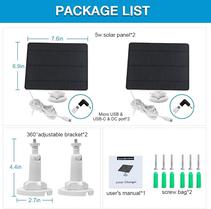 Solar Panel for Security Camera, 5W USB Solar Panel for Cameras DC 5V, Camera - Image 7