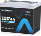 12.8V 100Ah Upgrade Group 24 Lithium LiFePO4 Battery, Built-in 100A BMS by VATRERPOWER