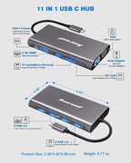 Hiearcool USB C Hub, USB-C Laptop Docking Station, 11IN1 Triple Display Type C - Image 3