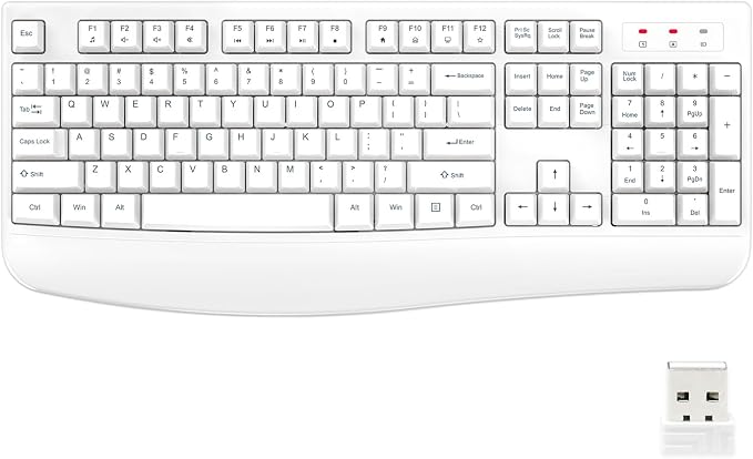 EDJO Wireless Keyboard, 2.4G Ergonomic Full Size Wireless Computer Keyboard by EDJO
