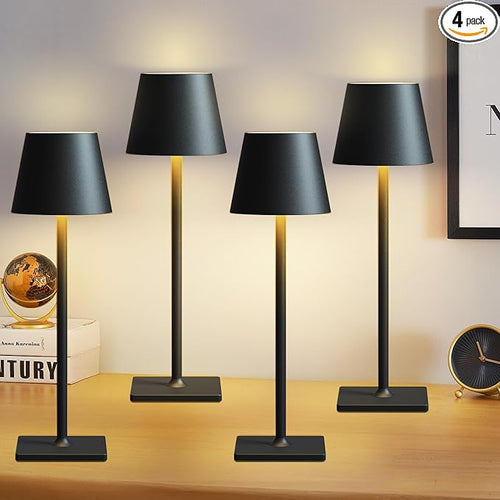 4 Pack Cordless Table Lamps, Portable Rechargeable Lamp, 6000mAh Battery by Fizrice