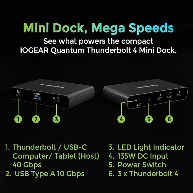 IOGEAR Quantum Thunderbolt 4 Mini Dock, Single 8K / Dual 4K Display, 40 Gbps - Image 3