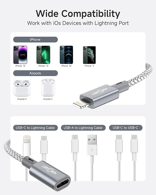 2 Pack 27W USB C to Lightning Cable Adapter, PD Fast Charging & Data Transfer - Image 8