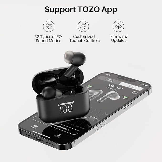 TOZO T20 Wireless Earbuds Bluetooth Headphones 48.5 Hrs Playtime - Image 8