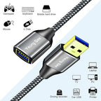 USB 3.0 Extension Cable 1.5 ft, 5Gbps High Speed USB 3.0 Type A Male to Female - Image 2