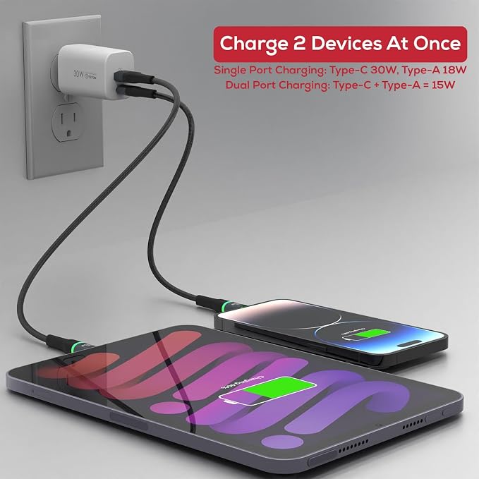 30W USB-C Fast-Charger Adapter, TETON ELECTRONICS PD Wall Charger Block PD QC - Image 4