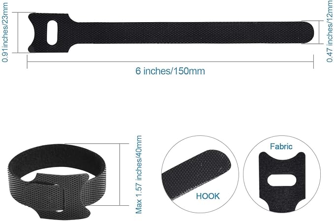 60PCS Fastening Cable Ties Reusable, Premium 6-Inch Adjustable Cord Ties - Image 3