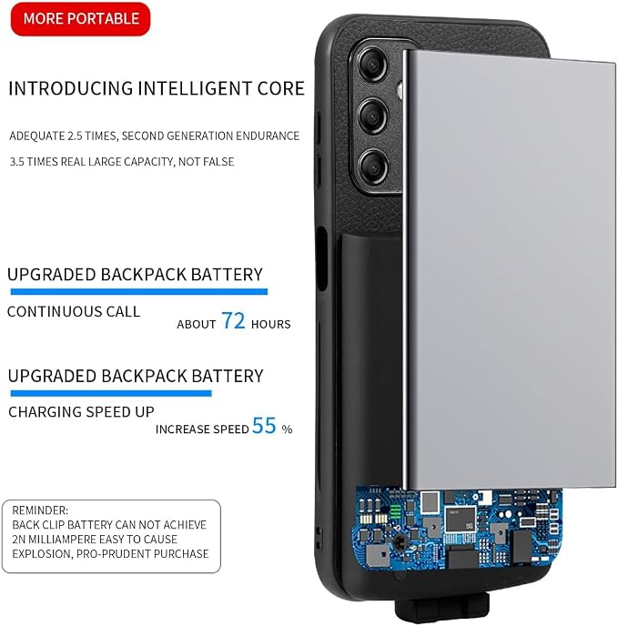 Fey Battery Case for Galaxy A34, Extended Charging Cases for Samsung Galaxy A34 - Image 3