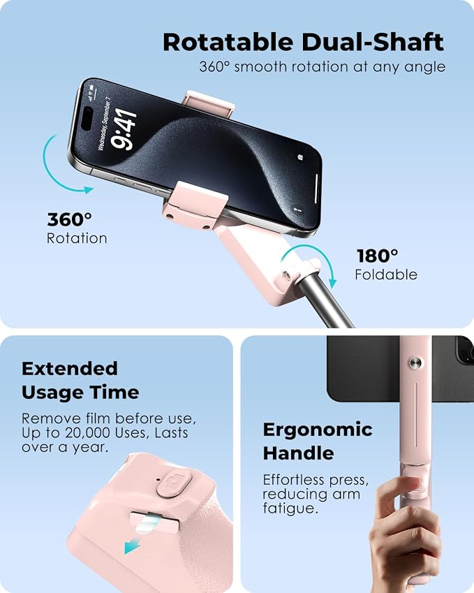Viozon Portable Selfie Stick, Lightweight Extendable Stainless Steel Tube - Image 4
