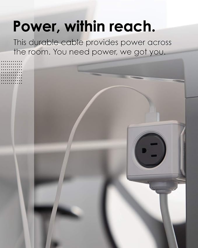 Allocacoc, PowerCube |ExtendedUSB|, 4 outlets, 2 USB Ports, 5 feet cable - Image 4