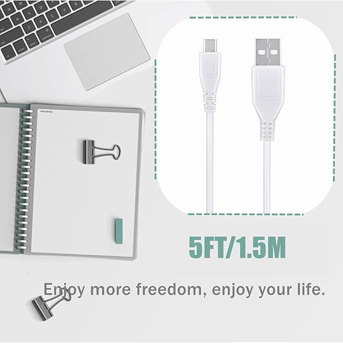 3.3ft White Micro USB Pc Data/Charging Cable Cord Replacement - Image 4