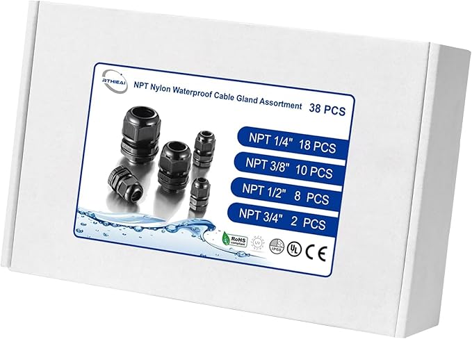 IP68 Waterproof NPT Cable Glands Assortment by RTHIEAI